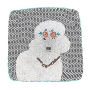 Karma Living Embroidered Square‎ 18" x 18" Pillow Case with Poodle Florals Rare